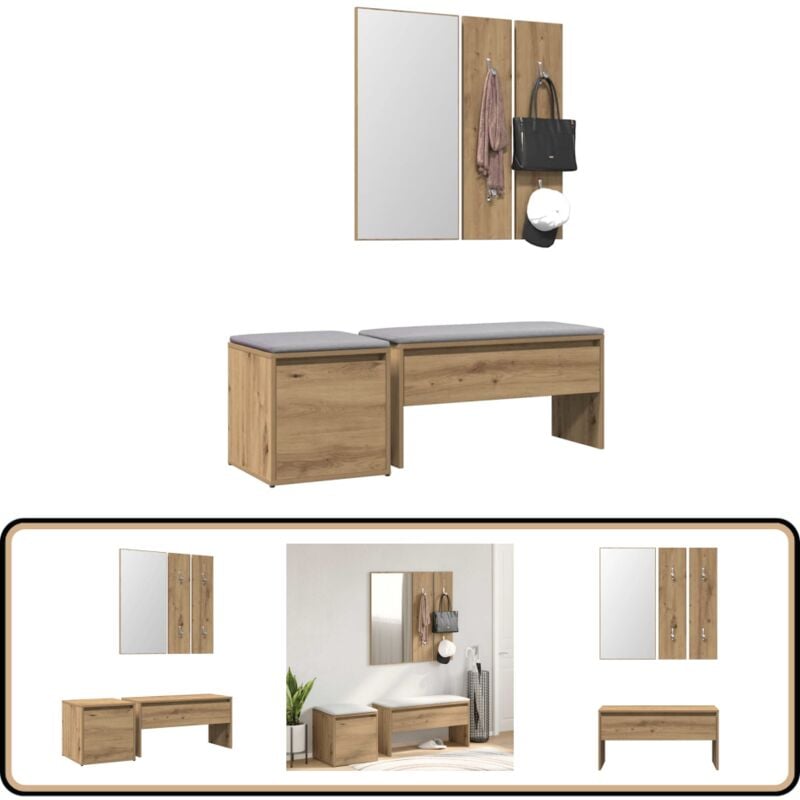 Vidaxl - Ensemble de meubles de couloir chêne artisanal bois ingénierie