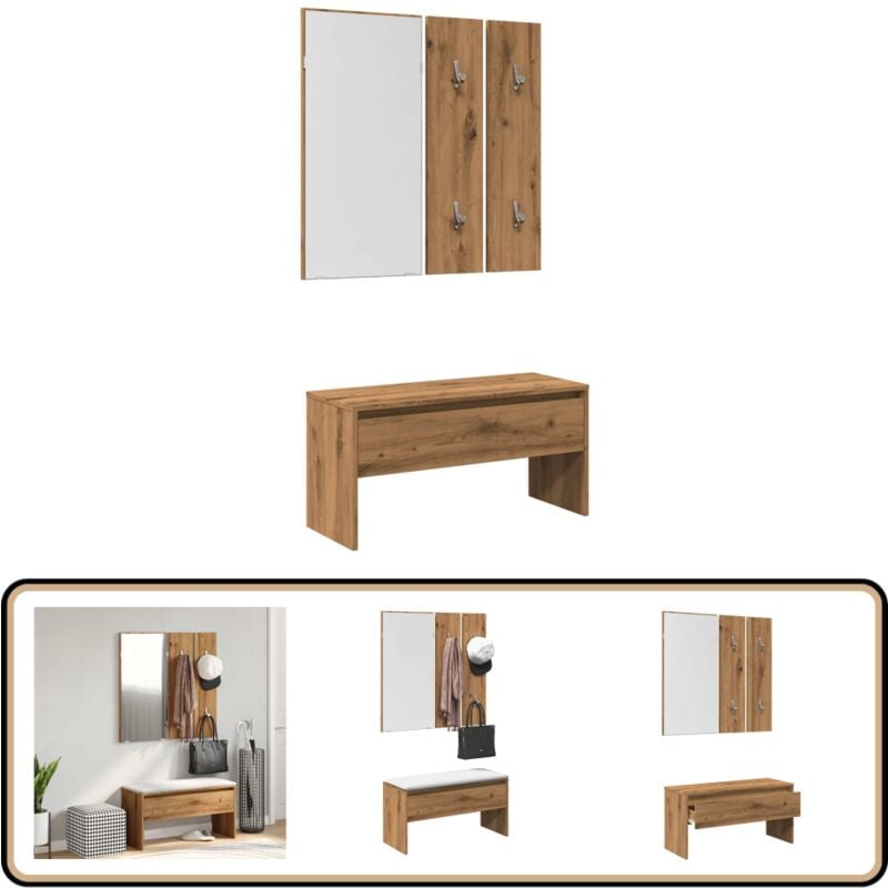 Vidaxl - Ensemble de meubles de couloir chêne artisanal bois ingénierie