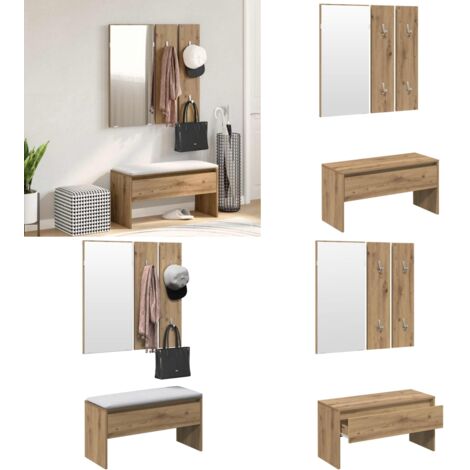 vidaXL Ensemble de meubles de couloir chêne artisanal bois ingénierie