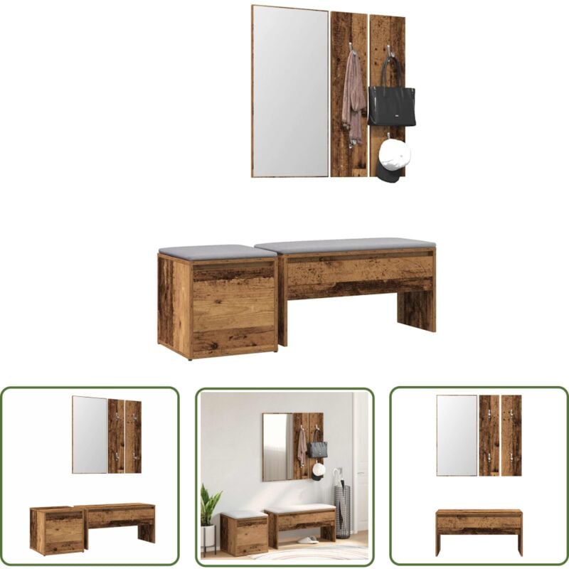 The Living Store - vidaXL Ensemble de meubles de couloir vieux bois bois d'ingénierie