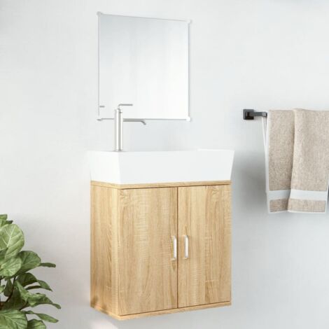 Vidaxl – Ensemble de meubles de salle de bain 2 pcs – Armoire murale en bois d'ingénierie chêne – Dimensions 48x25x48 cm – Miroir 40x40 cm inclus