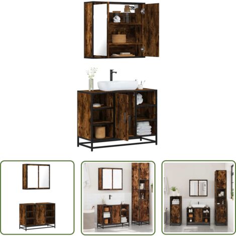 vidaXL Ensemble de meubles de salle de bain 2 pcs Chêne fumé
