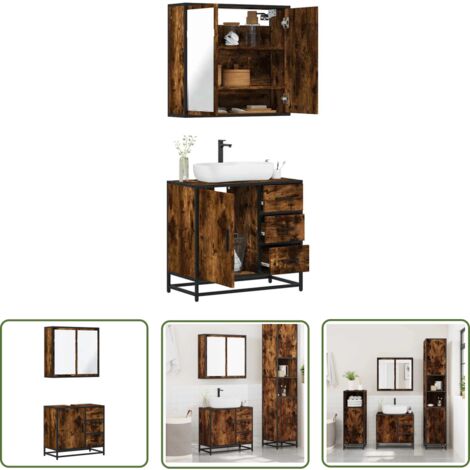 vidaXL Ensemble de meubles de salle de bain 2 pcs Chêne fumé