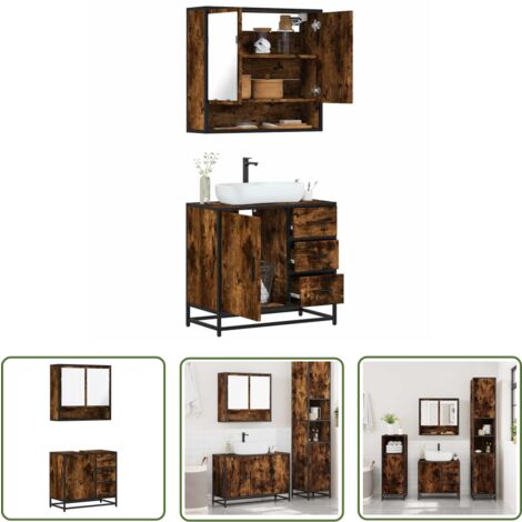 vidaXL Ensemble de meubles de salle de bain 2 pcs Chêne fumé