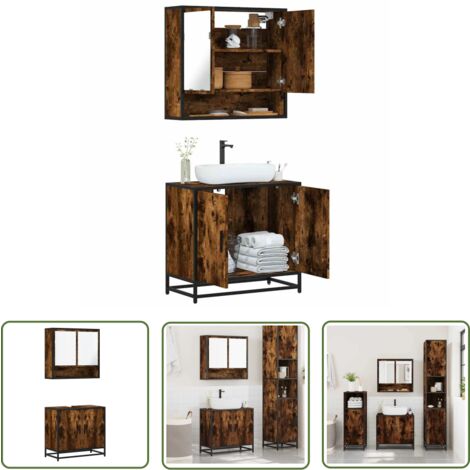 vidaXL Ensemble de meubles de salle de bain 2 pcs Chêne fumé