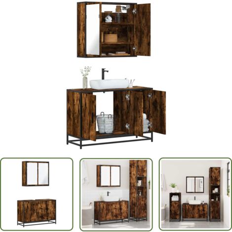 vidaXL Ensemble de meubles de salle de bain 2 pcs Chêne fumé