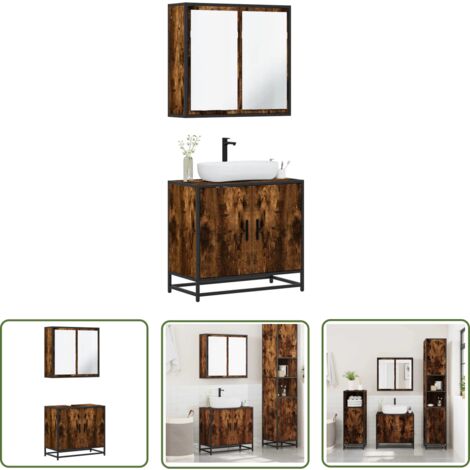 vidaXL Ensemble de meubles de salle de bain 2 pcs Chêne fumé