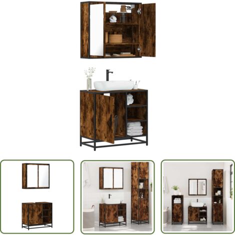 vidaXL Ensemble de meubles de salle de bain 2 pcs Chêne fumé