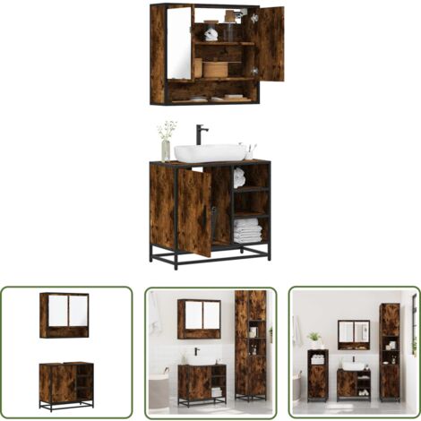 vidaXL Ensemble de meubles de salle de bain 2 pcs Chêne fumé
