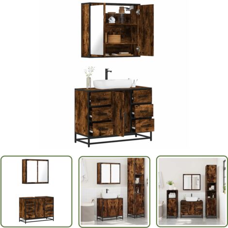 vidaXL Ensemble de meubles de salle de bain 2 pcs Chêne fumé