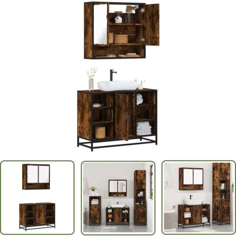 vidaXL Ensemble de meubles de salle de bain 2 pcs Chêne fumé