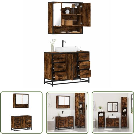 vidaXL Ensemble de meubles de salle de bain 2 pcs Chêne fumé