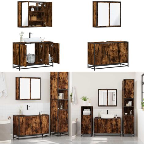 vidaXL Ensemble de meubles de salle de bain 2 pcs Chêne fumé