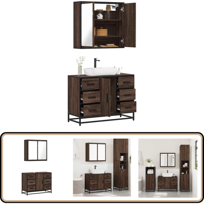 Vidaxl - Ensemble de meubles de salle de bain 2 pcs Chêne marron