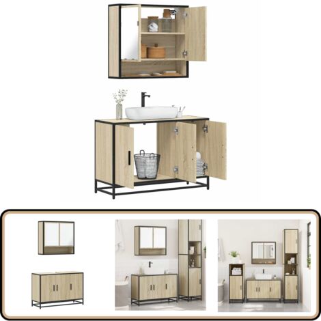 vidaXL Ensemble de meubles de salle de bain 2 pcs chêne sonoma