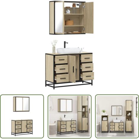 vidaXL Ensemble de meubles de salle de bain 2 pcs chêne sonoma