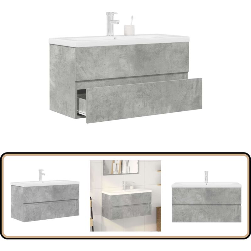 vidaXL Ensemble de meubles de salle de bain 2 pcs gris béton