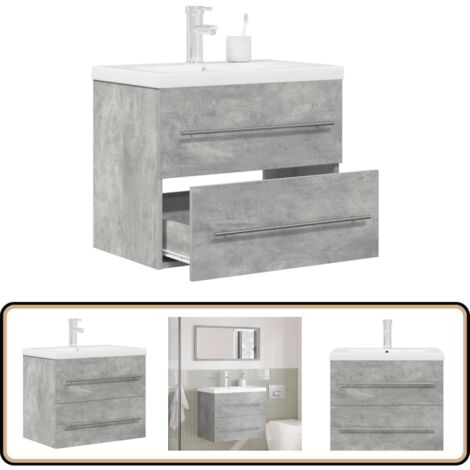 vidaXL Ensemble de meubles de salle de bain 2 pcs gris béton