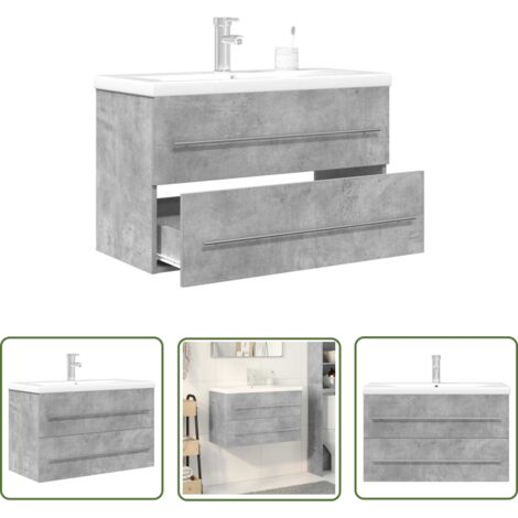 vidaXL Ensemble de meubles de salle de bain 2 pcs gris béton