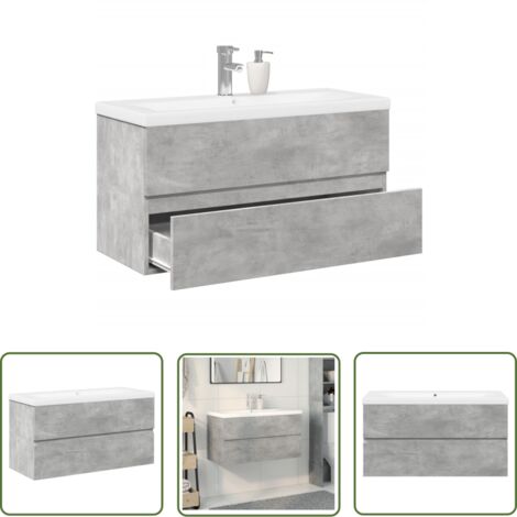 vidaXL Ensemble de meubles de salle de bain 2 pcs gris béton