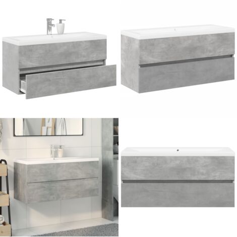 vidaXL Ensemble de meubles de salle de bain 2 pcs gris béton