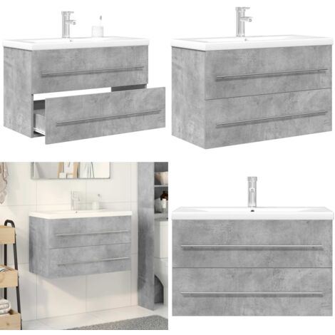 vidaXL Ensemble de meubles de salle de bain 2 pcs gris béton