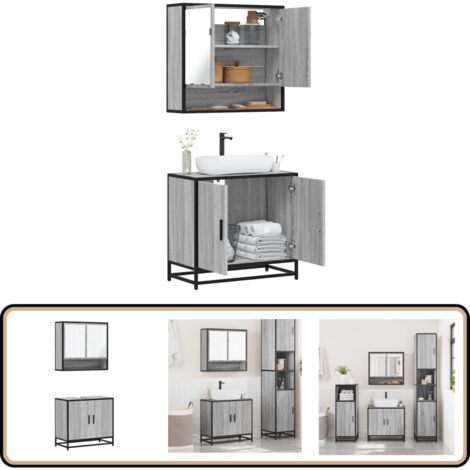 vidaXL Ensemble de meubles de salle de bain 2 pcs Sonoma gris
