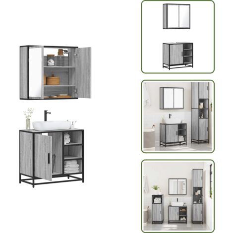 vidaXL Ensemble de meubles de salle de bain 2 pcs Sonoma gris
