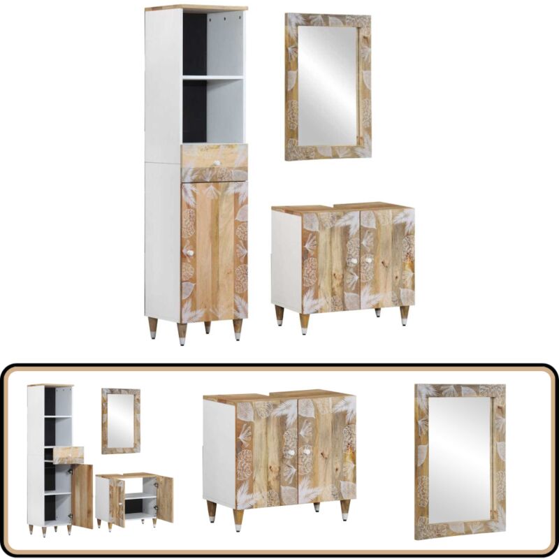 Vidaxl - Ensemble de meubles de salle de bain 3 pcs bois manguier massif