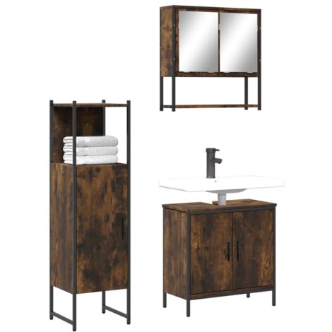 vidaXL Ensemble de meubles de salle de bain 3 pcs Chêne fumé