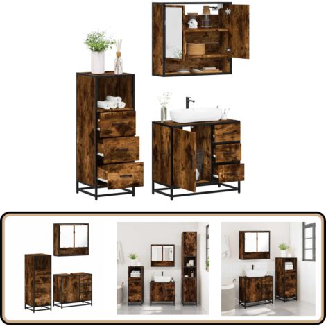 vidaXL Ensemble de meubles de salle de bain 3 pcs Chêne fumé
