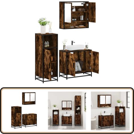 vidaXL Ensemble de meubles de salle de bain 3 pcs Chêne fumé