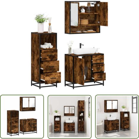 vidaXL Ensemble de meubles de salle de bain 3 pcs Chêne fumé