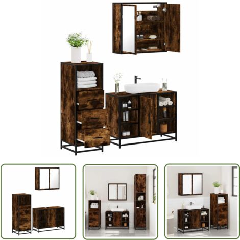 vidaXL Ensemble de meubles de salle de bain 3 pcs Chêne fumé