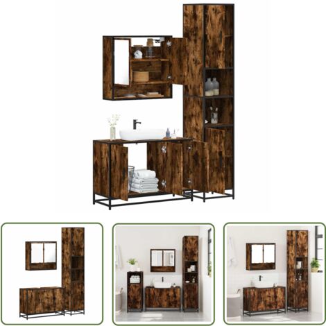 vidaXL Ensemble de meubles de salle de bain 3 pcs Chêne fumé
