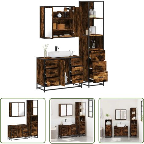 vidaXL Ensemble de meubles de salle de bain 3 pcs Chêne fumé