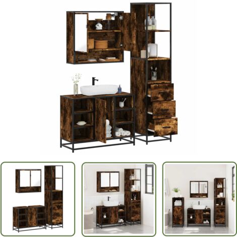 vidaXL Ensemble de meubles de salle de bain 3 pcs chêne fumé