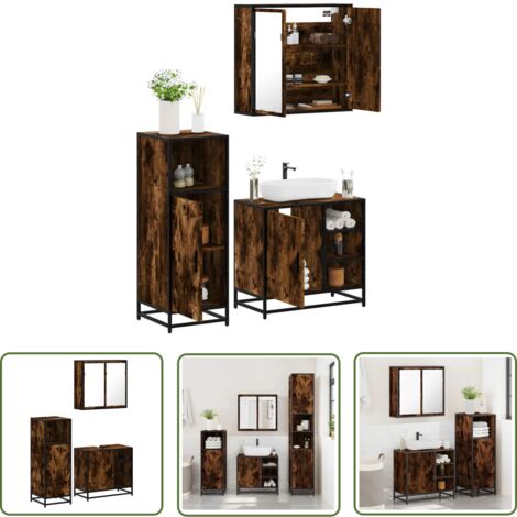 vidaXL Ensemble de meubles de salle de bain 3 pcs Chêne fumé