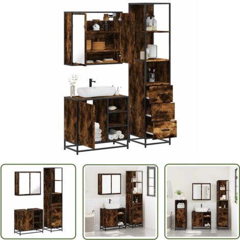 vidaXL Ensemble de meubles de salle de bain 3 pcs Chêne fumé