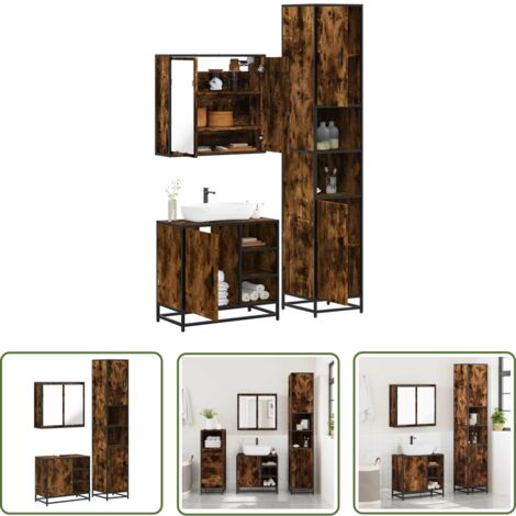 vidaXL Ensemble de meubles de salle de bain 3 pcs Chêne fumé