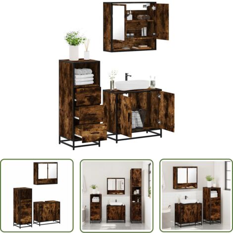vidaXL Ensemble de meubles de salle de bain 3 pcs Chêne fumé