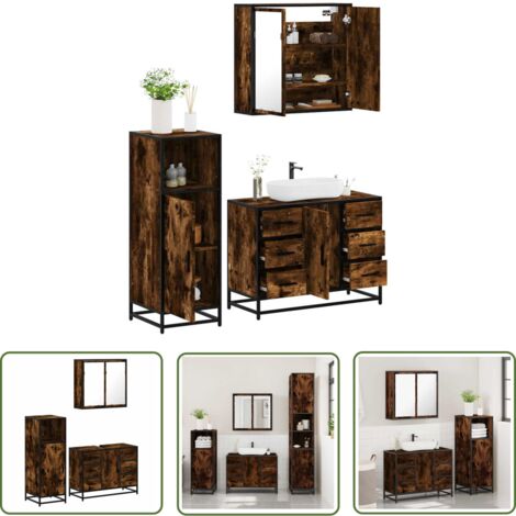 vidaXL Ensemble de meubles de salle de bain 3 pcs Chêne fumé