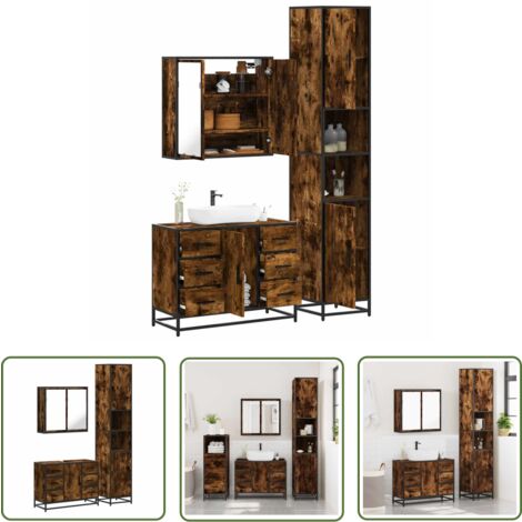 vidaXL Ensemble de meubles de salle de bain 3 pcs Chêne fumé