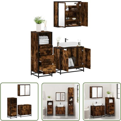 vidaXL Ensemble de meubles de salle de bain 3 pcs Chêne fumé