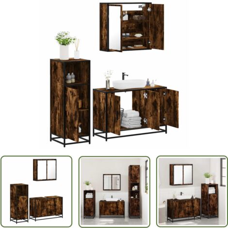 vidaXL Ensemble de meubles de salle de bain 3 pcs Chêne fumé