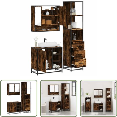 vidaXL Ensemble de meubles de salle de bain 3 pcs Chêne fumé