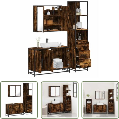 vidaXL Ensemble de meubles de salle de bain 3 pcs Chêne fumé