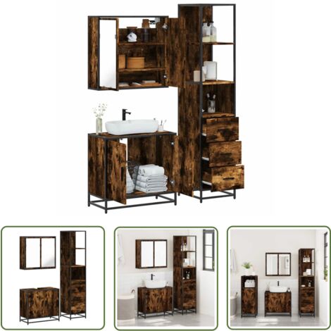 vidaXL Ensemble de meubles de salle de bain 3 pcs Chêne fumé