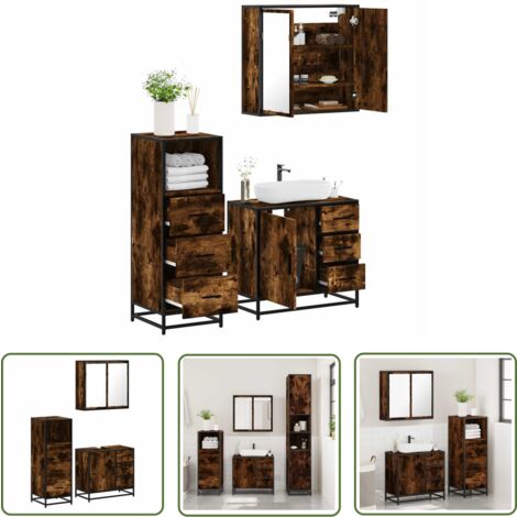 vidaXL Ensemble de meubles de salle de bain 3 pcs Chêne fumé