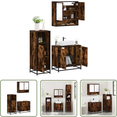vidaXL Ensemble de meubles de salle de bain 3 pcs Chêne fumé